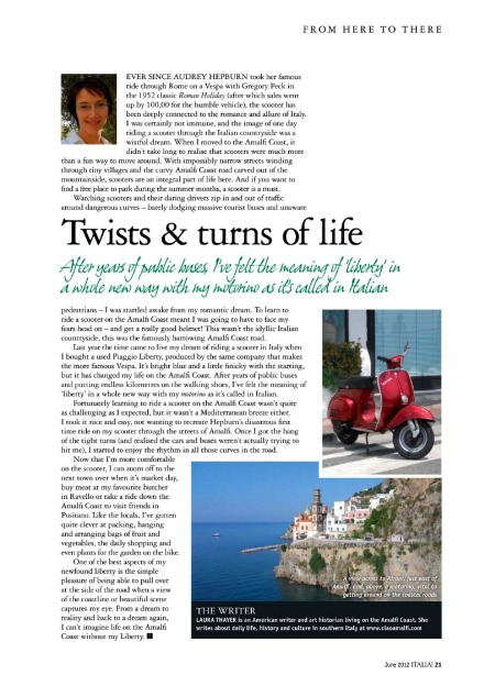 Italia Magazine Column on the Amalfi Coast June 2012