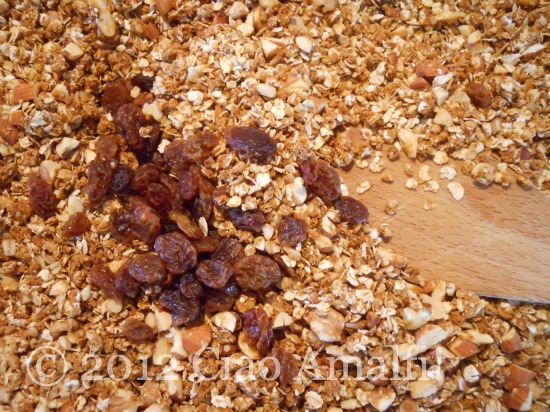 Ciao Amalfi Coast Blog Granola Recipe Mixing Raisins Making healthy granola at home in Italy