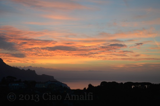 Ciao Amalfi Coast Travel Pastel Sunrise Over Ravello
