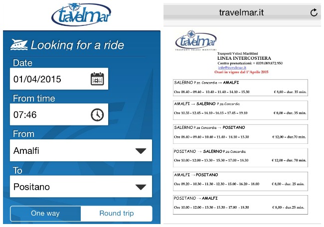 Travelmar App and Schedule