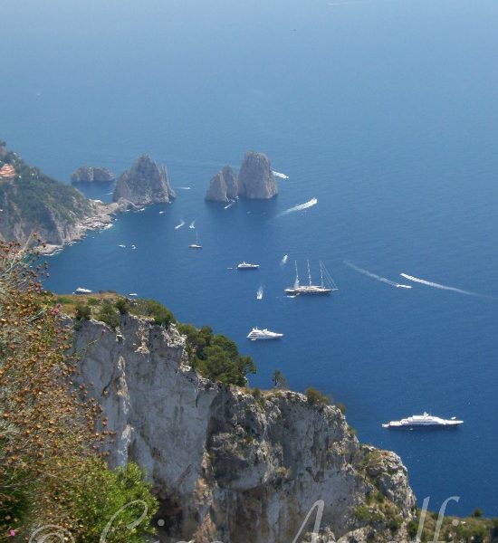 Amalfi Coast Travel Faraglioni rocks from Monte Solaro