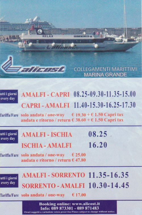 Alicost Schedule Amalfi