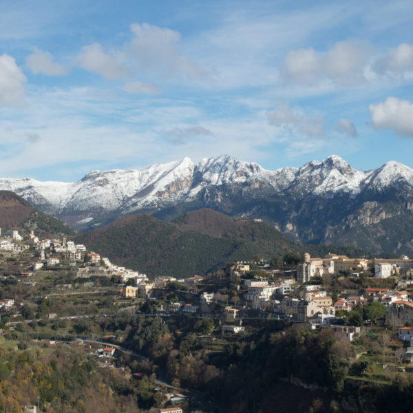 Snow on the Amalfi Coast over Ravello