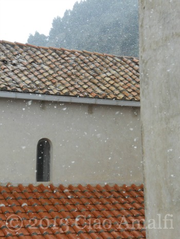 Snowflakes and terracotta tile roof Amalfi Coast